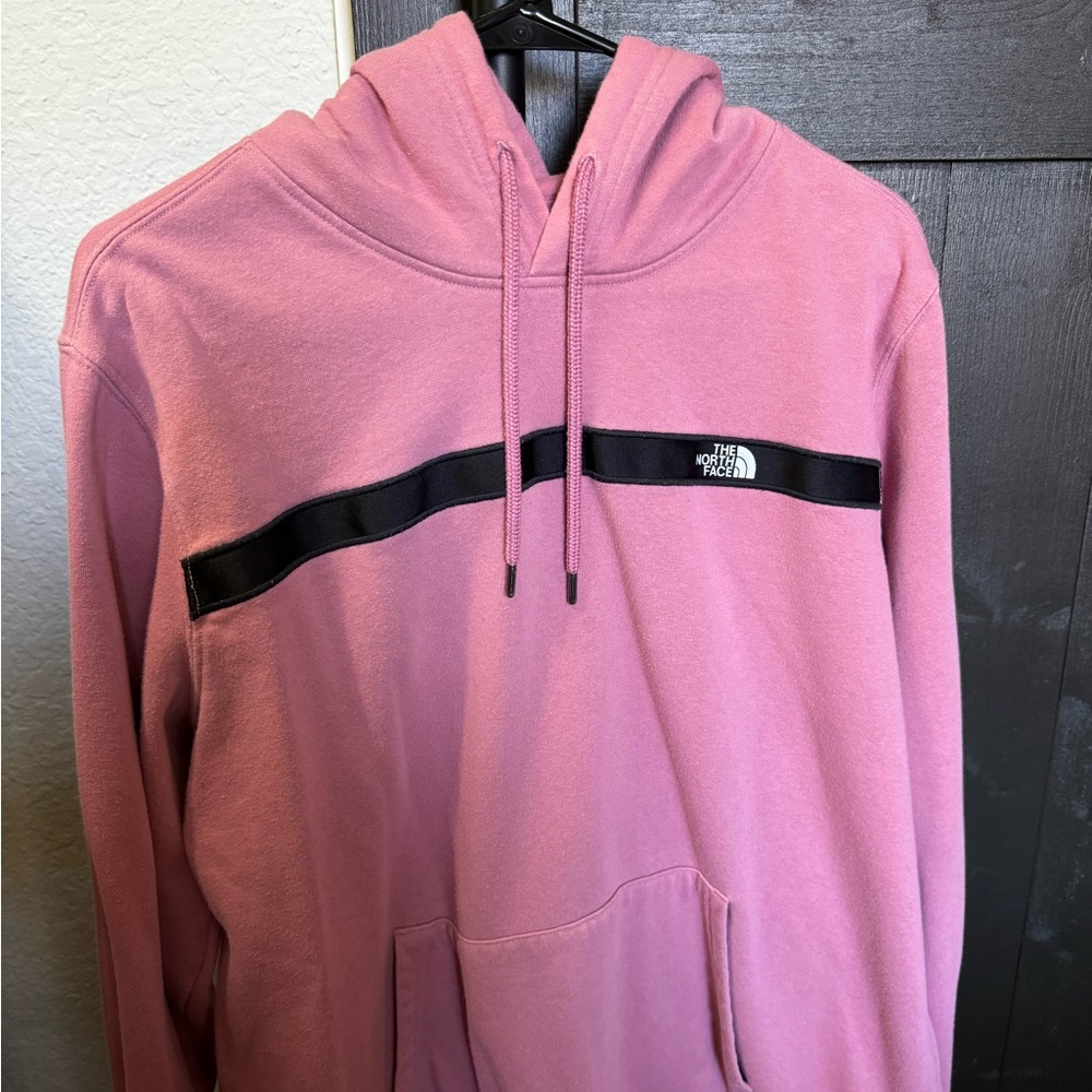The North Face Pink hoodie with Black Stripe. Size XL.